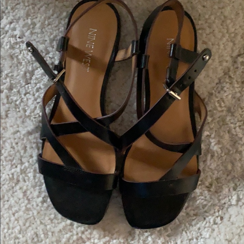 Strappy Flat Black Sandal NINE WEST SPHYNX Women’s Size 5.5 US